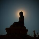 silhouette photo of Buddha statue